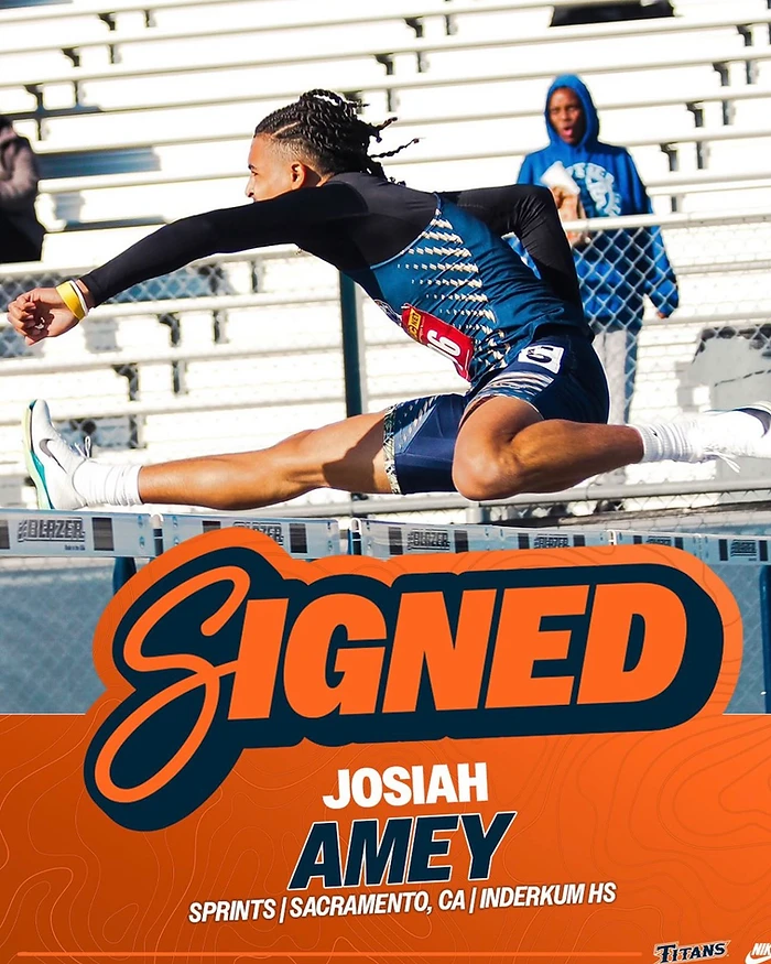 Josiah Amey — Cal State Fullerton — Sprints/Hurdles, Sacramento, CA / Inderkum HS commitment graphic